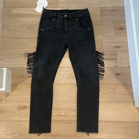 NWT Black Fringe Western Jeans - Picture 3 of 3